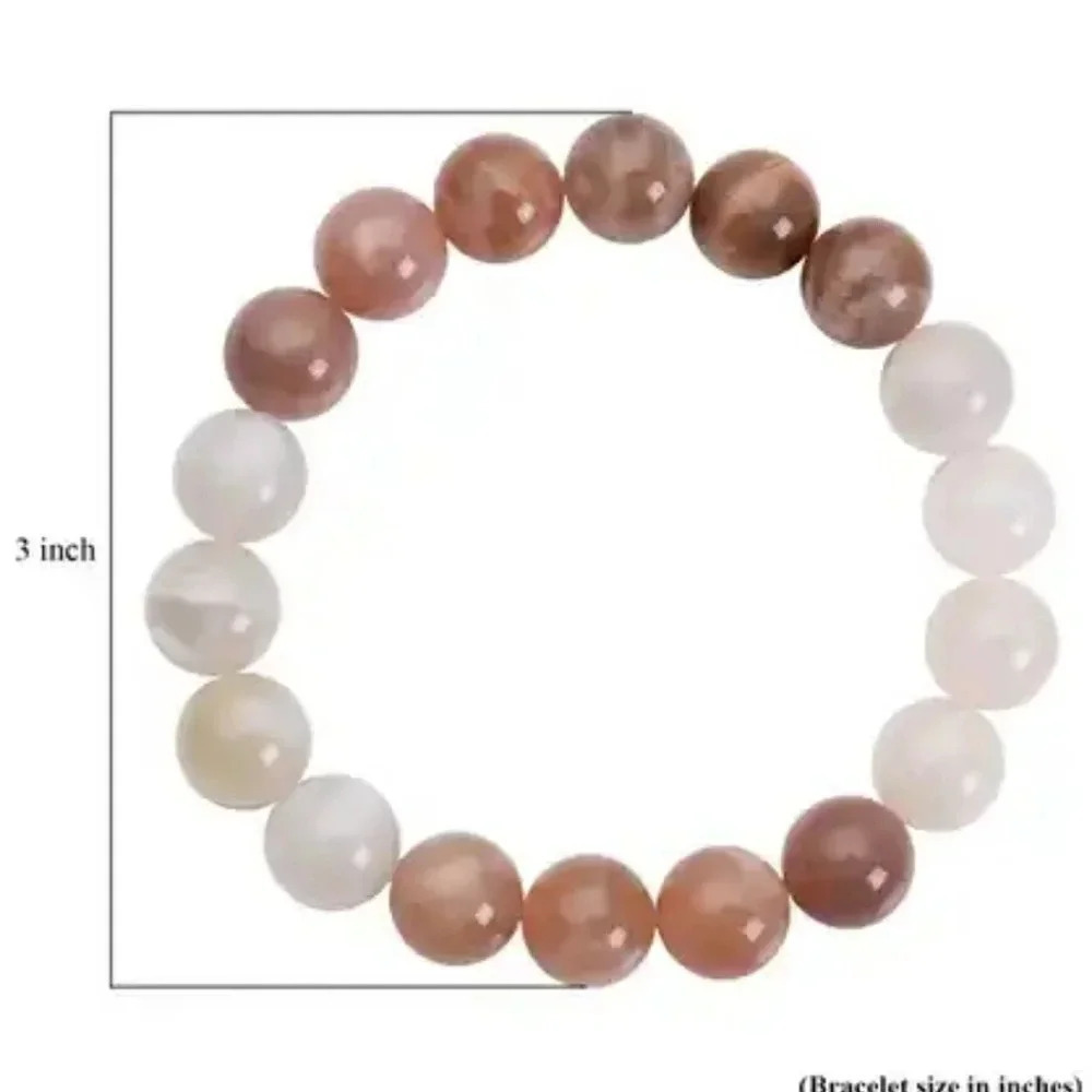 Natural Multi-Color Moonstone Beaded Stretch Bracelet (145.50 ctw) - Picture 4 of 4